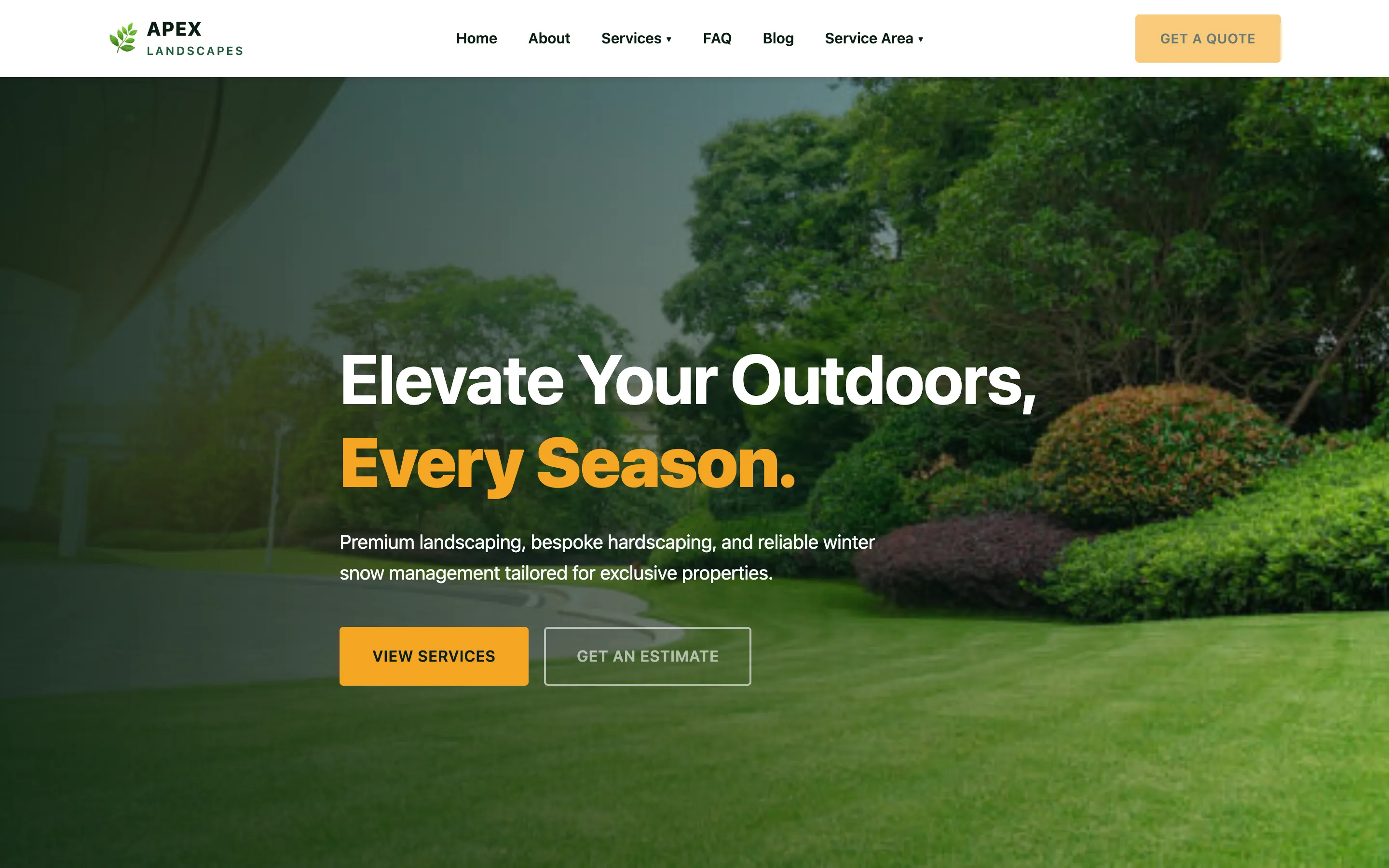Apex Landscaping and Snow Removal example website by Designed by Anthony